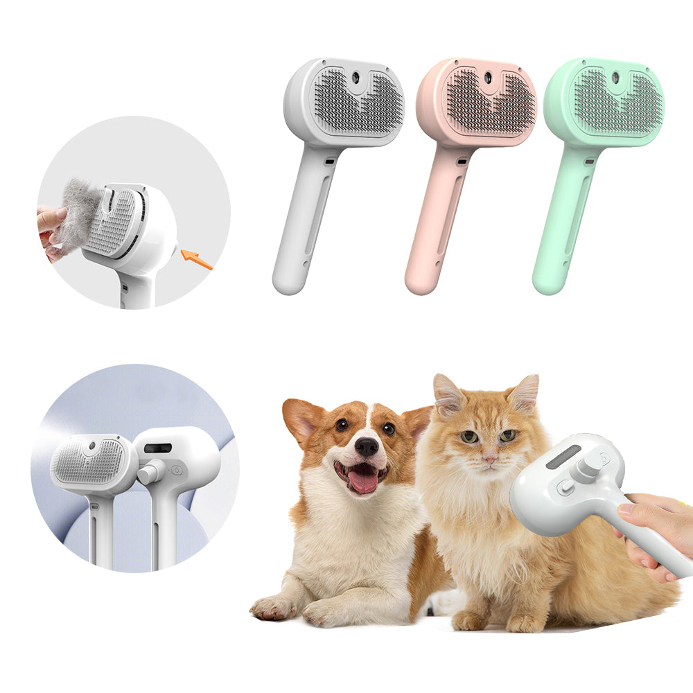 Spazzola Autopulente per Animali con Nebulizzatore – Pettine Rimuovi Peli e Nodi per Cani e Gatti